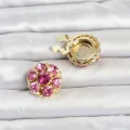BUĞZ Pembe Zirkon Taşlı Düğme veya Manşet Broşu