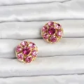 BUĞZ Pembe Zirkon Taşlı Düğme veya Manşet Broşu