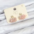 BUĞZ Pembe Zirkon Taşlı Gold Swan Kuğu Model Kadın Küpe