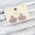 BUĞZ Pembe Zirkon Taşlı Gümüş Swan Kuğu Model Kadın Küpe