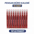 BUĞZ Pensan Büro 2270 Kırmızı Tükenmez Kalem 1.0 mm Medium Yerli Üretim 10 Adet