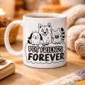 BUĞZ Pet Friends Forever Porselen Kupa MODEL 69 – Kedi & Köpek Figürlü Sevimli Tasarım, Hayvan Severlere Özel Kahve ve Çay Kupası
