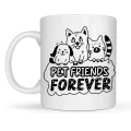 BUĞZ Pet Friends Forever Porselen Kupa MODEL 69 – Kedi & Köpek Figürlü Sevimli Tasarım, Hayvan Severlere Özel Kahve ve Çay Kupası