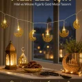 BUĞZ Pilli Minareli Hilal LED Işık Gold Metal Ramazan Dekorasyonu