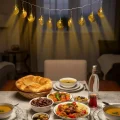BUĞZ Pilli Minareli Hilal LED Işık Gold Metal Ramazan Dekorasyonu