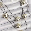 BUĞZ Pirinç Füme Renk Zincir 3D Gold Renk Kalp Model Kadın Kolye