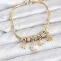 BUĞZ Pirinç Gold Renk Ay Charm Model Charmlı Kadın Bileklik