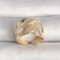 BUĞZ Pirinç Gold Renk Ayarlanabilir Zirkon Taşlı Kadın Yüzük