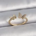 BUĞZ Pirinç Gold Renk Ayarlanabilir Zirkon Taşlı Kelebek Model Kadın Yüzük