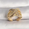 BUĞZ Pirinç Gold Renk Ayarlanabilir Zirkon Taşlı X Model Kadın Yüzük