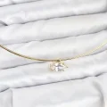 BUĞZ Pirinç Gold Renk Choker Model Zirkon Taşlı Kadın Kolye