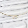 BUĞZ Pirinç Gold Renk Choker Model Zirkon Taşlı Kadın Kolye - Lisinya