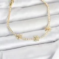 BUĞZ Pirinç Gold Renk Çiçek Model Zirkon Taşlı Su Yolu Kadın Bileklik