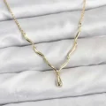 BUĞZ Pirinç Gold Renk Damla Model Kadın Kolye