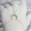 BUĞZ Pirinç Gold Renk Hilal Model Zirkon Taşlı Kadın Şahmeran