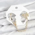 BUĞZ Pirinç Gold Renk Kelebek Model Zincir Bağlantılı Ear Cuff Küpe Seti