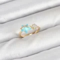 BUĞZ Pirinç Gold Renk Mavi Yıldızlı Model Kadın Yüzük