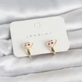 BUĞZ Pirinç Gold Renk Mineli Kalp Kiraz Model Çocuk Küpe