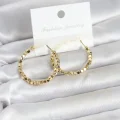 BUĞZ Pirinç Gold Renk Minimal Kare Halka Kadın Küpe