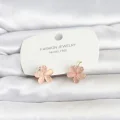 BUĞZ Pirinç Gold Renk Pembe Çiçek Model Çocuk Küpe