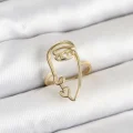 BUĞZ Pirinç Gold Renk Picasso Tarzı Tek Çizgi Yüz Model Kadın Yüzük