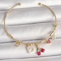 BUĞZ Pirinç Gold Renk Sallantı Kırmızı Zirkon Taşlı Kiraz Figür Charm Kadın Bileklik