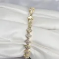 BUĞZ Pirinç Gold Renk Yonca Model Sıralı Zirkon Taşlı Kadın Bileklik - BUĞZ