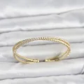 BUĞZ Pirinç Gold Renk Zirkon Taşlı Çapraz Model Kadın Bileklik
