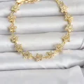 BUĞZ Pirinç Gold Renk Zirkon Taşlı Sıralı Yıldız Model Kadın Bileklik