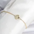 BUĞZ Pirinç Gold Renk Zirkon Taşlı Yonca Model Su Yolu Kadın Bileklik