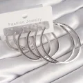 BUĞZ Pirinç Gümüş Renk Halka Model Kadın Küpe Seti