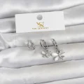 BUĞZ Pirinç Gümüş Renk Kelebek Model 3lü Kadın Küpe