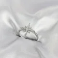 BUĞZ Pirinç Gümüş Renk Kutup Yıldızı Model Zirkon Taşlı Kadın Yüzük