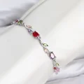 BUĞZ Pirinç Gümüş Renk Mix Renk Zirkon Taşlı Çiçek Model Kadın Bileklik