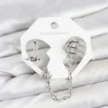 BUĞZ Pirinç Gümüş Renk Sarmal Model Zincir Bağlantılı Ear Cuff Küpe Seti