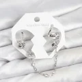 BUĞZ Pirinç Gümüş Renk Yılan Model Zincir Bağlantılı Ear Cuff Küpe Seti