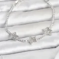BUĞZ Pirinç Gümüş Renk Yıldız Model Zirkon Taşlı Su Yolu Kadın Bileklik