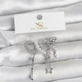 BUĞZ Pirinç Gümüş Renk Zirkon Taşlı Gece Temalı 3lü Kadın Küpe