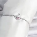 BUĞZ Pirinç Gümüş Renk Zirkon Taşlı Swan Model Su Yolu Kadın Bileklik