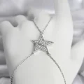 BUĞZ Pirinç Gümüş Renk Zirkon Taşlı Yıldız Model Kadın Şahmeran