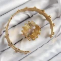 BUĞZ Pirinç Topcuk Model Gold Renk Bileklik Yüzük Set - Lisinya