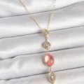 BUĞZ Pirinç Zincir Pembe Gold Renk Zirkon Taşlı Y Kolye