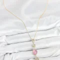 BUĞZ Pirinç Zincir Pembe Gold Renk Zirkon Taşlı Y Kolye