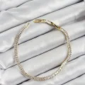 BUĞZ Pirinç Zirkon Taşlı İnce Su Yolu Model Gold Renk Kadın Bileklik