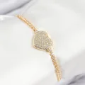 BUĞZ Pirinç Zirkon Taşlı Kalp Model Gold Renk Asansörlü Kadın Bileklik