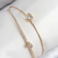 BUĞZ Pirinç Zirkon Taşlı Kalp Model Gold Renk Kadın Bileklik
