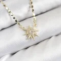 BUĞZ Pirinç Zirkon Taşlı Kutup Yıldızı Model Ezme Zincir Gold Renk Kadın Kolye