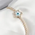 BUĞZ Pirinç Zirkon Taşlı Nazar Yıldız Model Gold Renk Asansörlü Kadın Bileklik