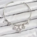 BUĞZ Pirinç Zirkon Taşlı Yıldız Model Gümüş Renk Charm Bileklik