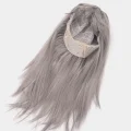 BUĞZ Platin Gri Gümüş Renk Uzun Parti Peruğu Uzun Takma Peruk